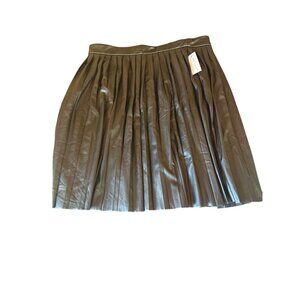NWT Womens Black Pleated Faux Leather Skirt 2X By My Collection